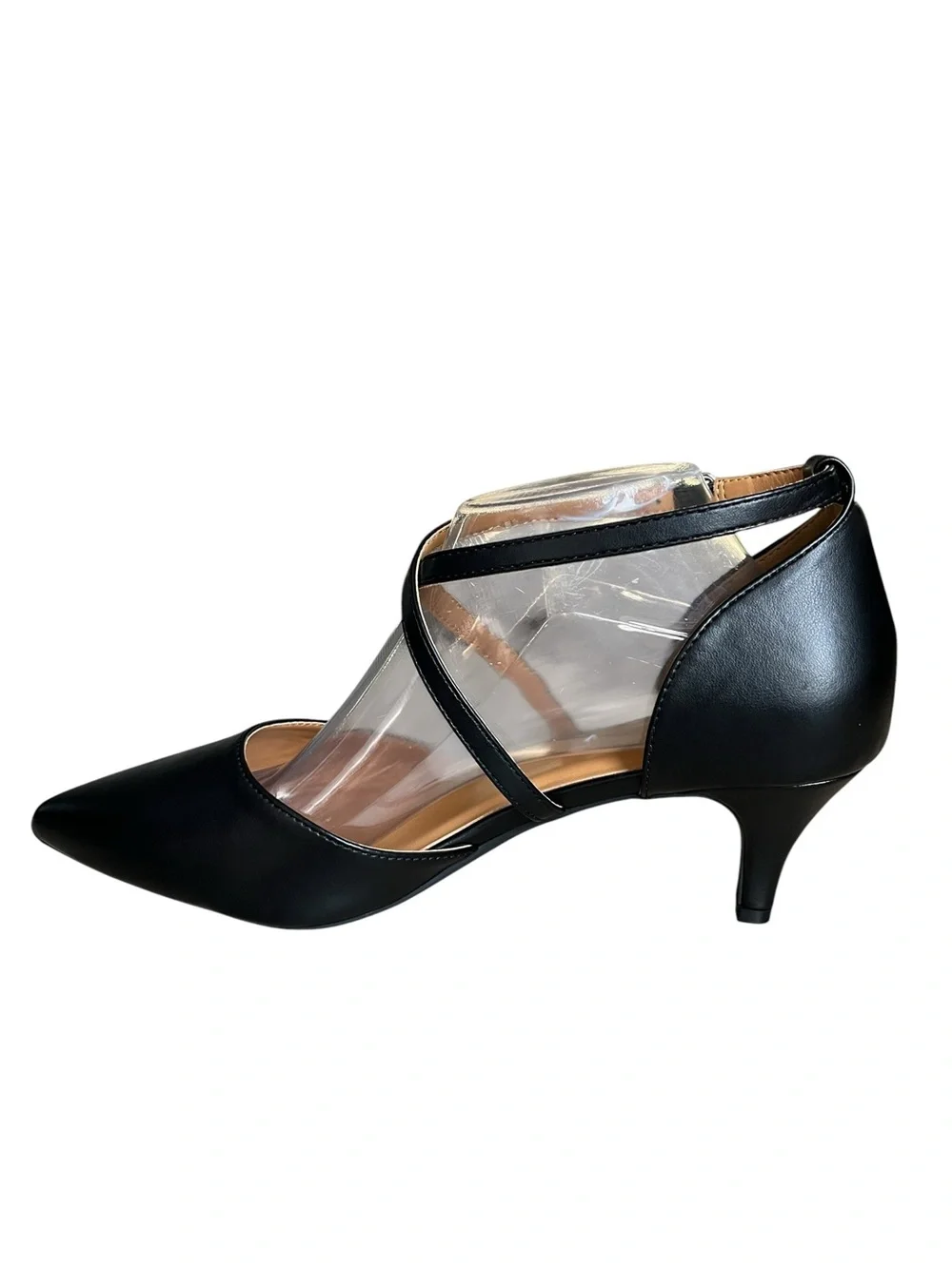Greatonu women's kitten heel pumps featuring a pointed toe and strappy crossover